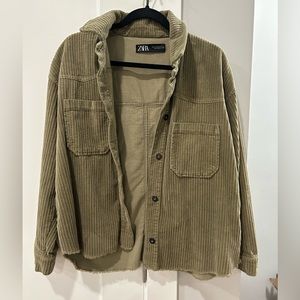 Zara Olive Green Corduroy Shacket